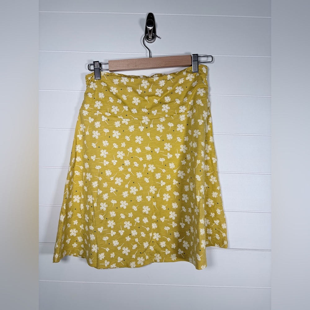 Toad&Co Yellow Floral A-Line Skirt Tencel Organic Cotton Small